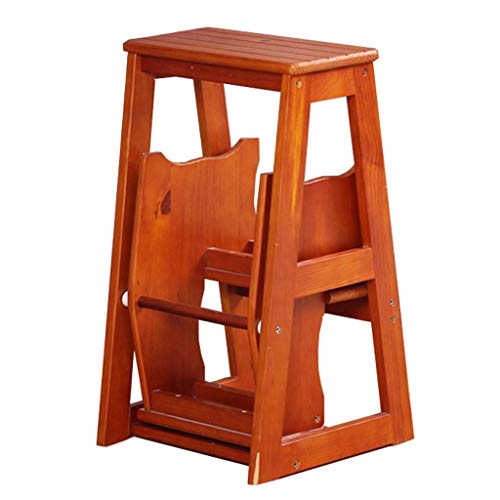 Escalera plegable multifunción y taburete de madera de 3 etapas de 64,5 cm 3