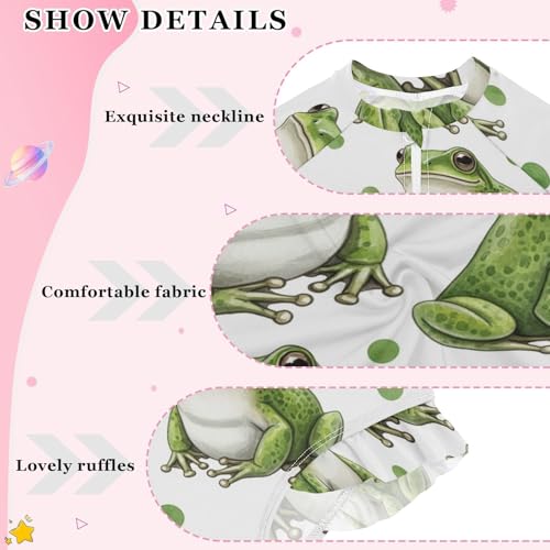 Frog Pattern Polka Background Girls Rash Guard Swimsuits Long Sleeve One Pieces Bathing Suit UPF 50+ Zipper Swimwear4