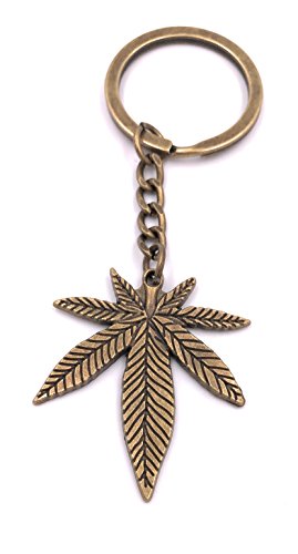H-Customs Hoja de cáñamo Weed llavero colgante plata metal