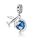 Aircraft Travel Globe Dangle Bead for Charms Bracelet