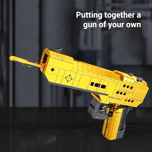 Image of 3-in-1 Military Blaster Building Blocks Toy Gun Set (320 PCS) | Submachine Gun, Gold Desert Eagle & Sniper Rifle Models | STEM DIY Construction Set for Kids | Compatible with Major Brands