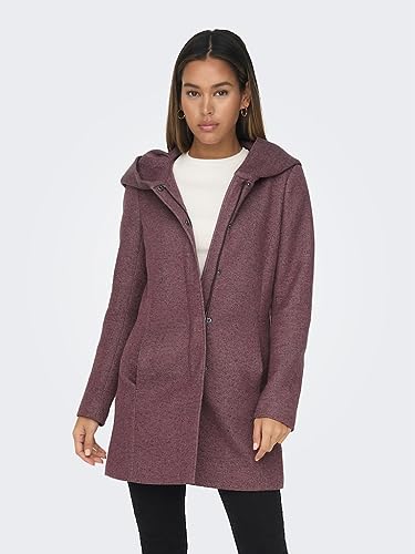 ONLY Damen Mantel Sedona Jacke mit großer Kapuze 15142911 Rose Brown Black/Rose Smoke, Größe S