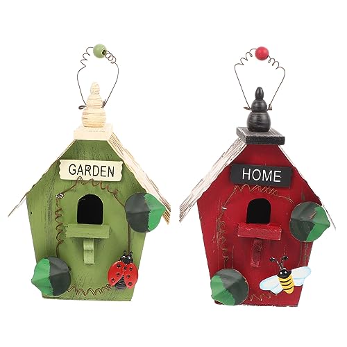 Abaodam 2Pcs Natural Wood Bird House Decorative Outdoor Nesting Box for Garden Unique Hanging Craft Ornament for Home Decor Comfortable Shelter for Birds