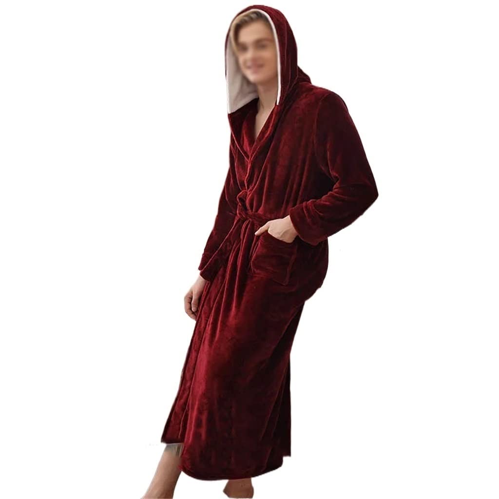 Hombres Invierno Mujeres con Capucha Larga Pareja Ropa cálida Batas Tallas Grandes Boda Ropa de Dormir for los Amantes(3XL Code)