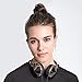 Frends Taylor Wired Headphones Over Ear, Women’s Fashion Headphones, Hi-Fi Sound, 3 Button mic and Remote, Black Leather Headband, Hand Polished Gunmetal Cap