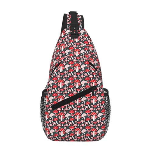 Bolsa de pecho cruzada con estampado de setas mochila diagonal ligera para senderismo diario