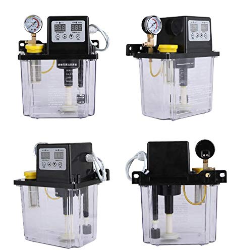 2L 2 Liters Lubricant Pump Automatic Lubricating Oil Pump 1L 1 Liters 220V Cnc Electromagnetic Lubrication Pump Lubricator (2L Pressure Gauge)
