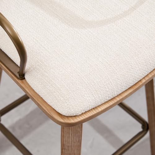 Butaco COMULER Modelo AJYX3077 con asiento tapizado Beige de 26 pulgadas para barra con giro 360° y diseño moderno miniatura 6