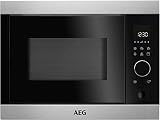 AEG MBE2657S M Mikrowelle/Mikrowellengerät mit 25 l Backraum/max. 900 Watt & 5 Stufen/Einbau Mikrowelle mit Berührungssensor & Kindersicherung/Edelstahl + Anti Fingerprint/silber & schwarz