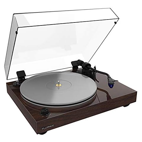 Fluance RT85 Reference High Fidelity Vinyl Turntable Record Player with Ortofon 2M Blue Cartridge, Acrylic Platter, Speed Control Motor, High Mass MDF Wood Plinth, Vibration Isolation Feet - Walnut Cover