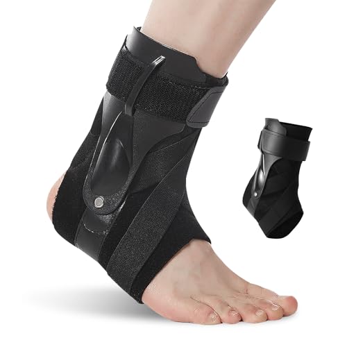 PTUI Tobillera para la izquierda o la derecha, tobillera con cierre de velcro ajustable, tobillera con tabla de polietileno, gran estabilidad, tobillera para hombre y mujer (L)
