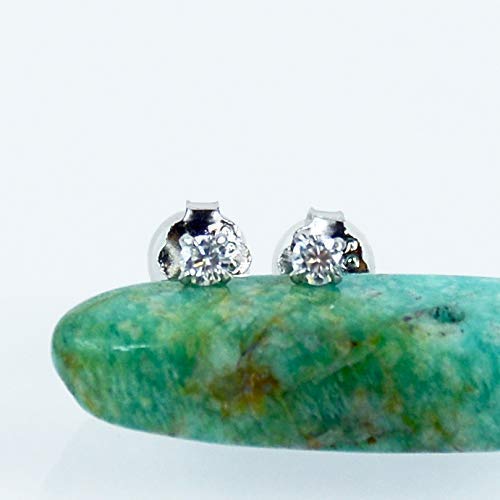 Tiny 2Mm White Moissanite Diamond Earrings, Studs, 925 Sterling Silver #TOP1