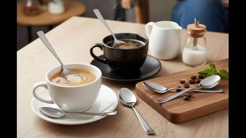 Image of VaaDream Stainless Steel Tea Spoon Set | Pack of 6 | Durable & Food-Grade Cutlery Stainless Steel Tea Spoon Set for Tea, Coffee, Sugar & Spices, Small Spoons, Silver, Thickness: 1.8mm, Length: 14.5 cm