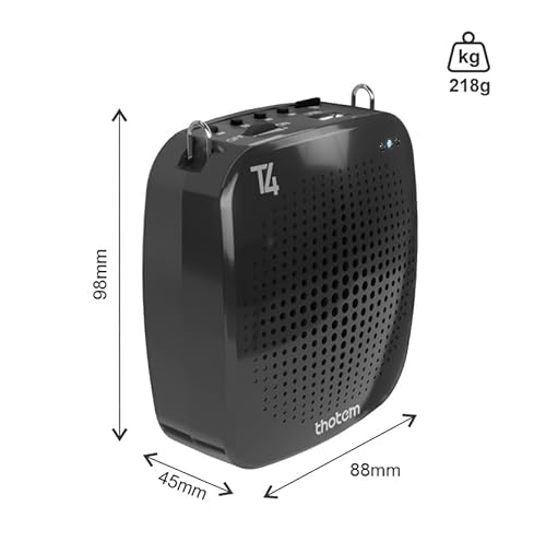 THOTEM Amplificador Profissional Portátil de Voz T4, 15W com Bluetooth 5.0 e Microfone com Fio - Pre