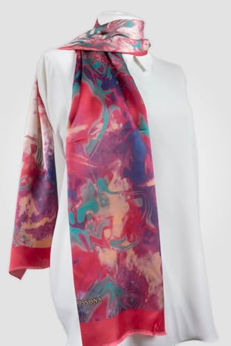 100% Silk Head Scarf for Women - 12"x27" / 30 * 170cm Hair Scarves Satin Head Scarf Bandanas Square Silk 80024