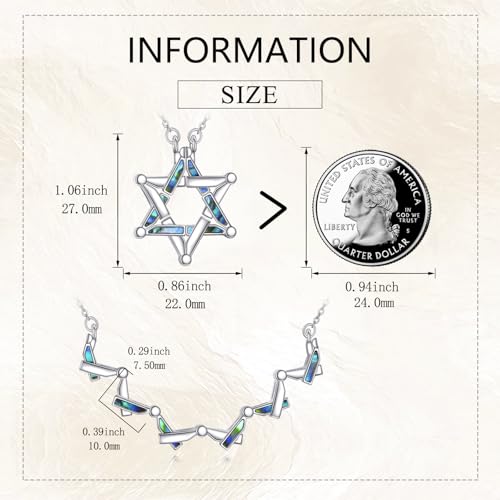 AXELUNA Star of David Necklace Sterling Silver Abalone Shell Butterfly Folding Hexagram Pendant Necklace Jewellery for Women Men2