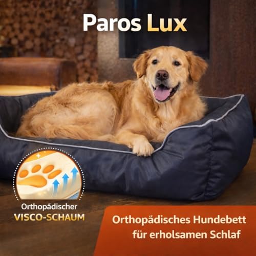 ThermoSwitch Paros LUX grau Hundebett Hundekorb Hundekissen Hundematte Hundematratze wärmend kühlend Winter Sommer waschbar (XL - 120 x 75 x 28 cm)