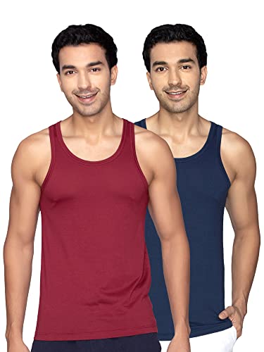 Image of XYXX Men's Cotton Modal Round Neck Vest | Antimicrobial, Breathable, Soft & Comfortable Man's Inner, Ultralight Baniyan for Man (Pack of 2)