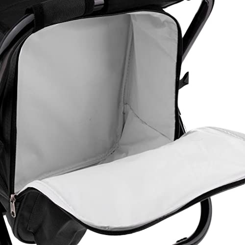 Taburete plegable con doble correa y compartimento térmico negro para camping 3