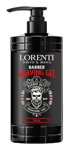 LORENTI TOKYO & SEOUL Barber Shaving Gel Men WILD 1000 ml - Gel da barba da uomo trasparente - per una rasatura precisa dei contorni della barba - Rinfresca la pelle