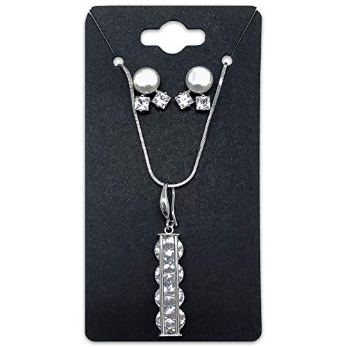 Image of 500-Pack Flat 2x4 Pre-Punched Hanging Jewelry Earrings & Necklace Display Cards (Black Kraft Paper)
