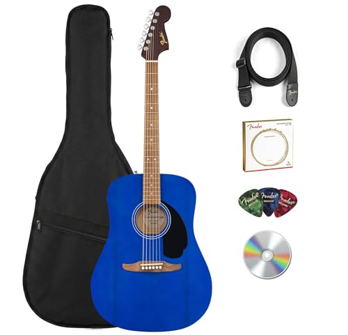 Image of Fender California Redondo Dreadnought Acoustic Guitar - Saphire Blue Bundle with Gig Bag, Strap, Strings, Picks, and Austin Bazaar Instructional Video