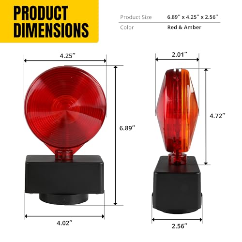 Image of MAXXHAUL 12V Magnetic Towing Light Kit - Dual Sided Red Brake & Amber Flasher - For RVs, Utility Trailers, Boat Trailers, Flatbeds and More (80778)