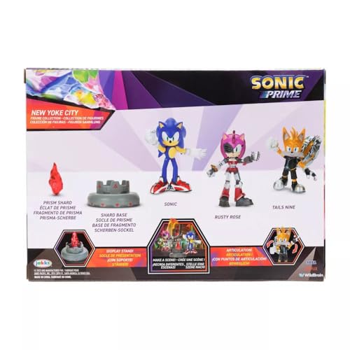 Image of JAKKS Pacific Sonic Prime 2.5 inch Figure Multipack with Sonic, Tails Nine & The Prism Shard with Display Base!