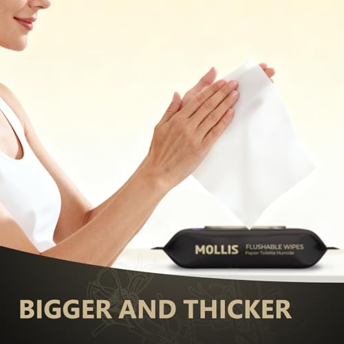 Image of MOLLIS Witch Hazel Flushable Wipes for Adults, Extra Large, 360 Count