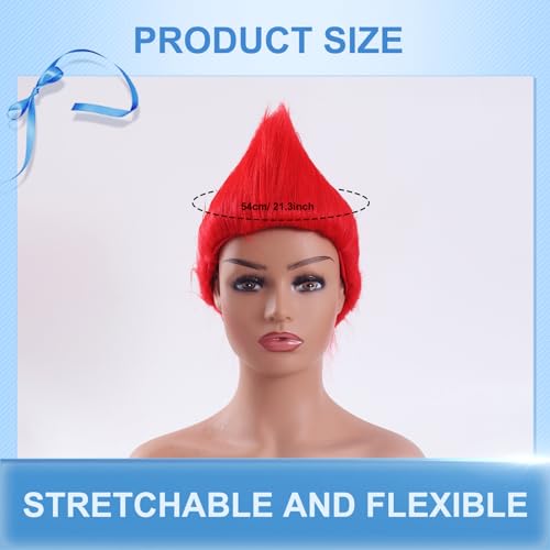 Image of Unisex Funny Red Wig Crazy Wigs for Adults Halloween Costume Wig and Party Pelucas (Red, Medium)