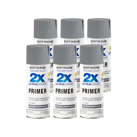 Rust-Oleum 334017-6PK Painter's Touch 2X Ultra Cover Spray Primer, 12 oz, Flat Gray, 6 Pack Cover