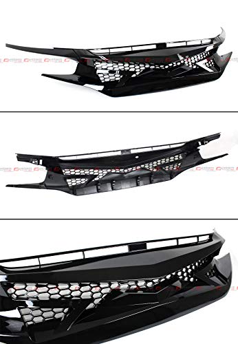 Fits for 2016-2018 Honda Civic 10TH Gen Glossy Black JDM Battle Style Front Hood Grill Grille