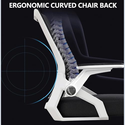 SXZenSpace Office Chair Flip-up Armrest,Ergonomic Gaming Lumbar Support,Comfy Mesh Home Small Chair-Height Adjustable,for Dorm Room,Long Sitting,Meetings,Study,Working (Blue,A) - Image 7
