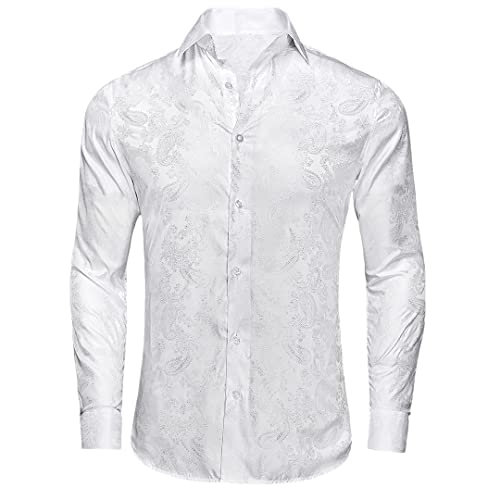 Chemise en soie blanche pour homme coupe ajustée revers chic Niiyyjj XL