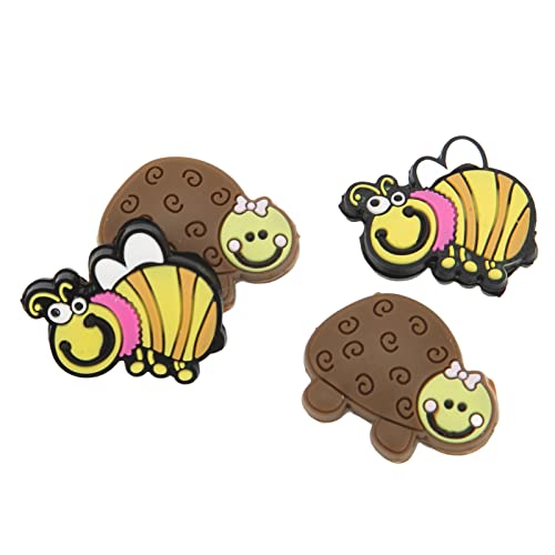 4Pcs Cute Pattern Tennis Racket Shock Absorbers, Gel Vibration Dampeners for Enhanced Play (Tortoise and Bee Shape)
