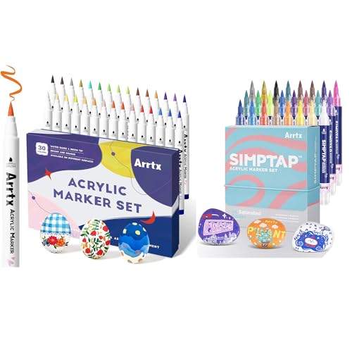 Arrtx Professional Artist's Dual Marker & Paint Pen Set (54 Colors)