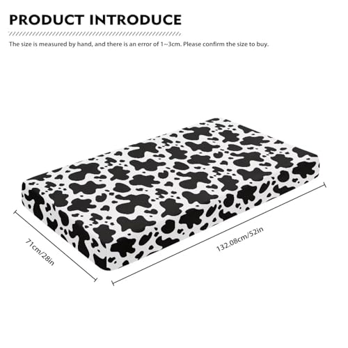 Image of Cow Print Crib Sheet for Baby Boys Girls Soft Comfy Mattress Cover 28 inchx52 inch Standard Bedding Sets Soft Toddler Mattress Covers, Newborn Infant Crib Sheets