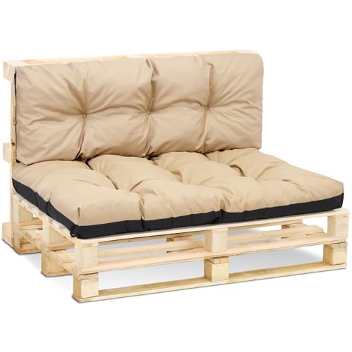 Amazinggirl Palettenkissen Outdoor Waschbar 80 x 120 cm - Pallettensitzkissen Europaletten Sitzkissen Polster Beige