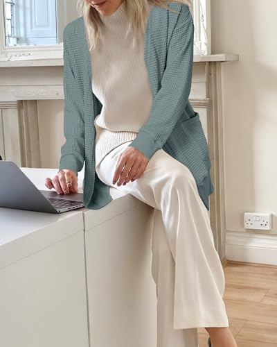 Image of STYLEWORD Women's Fashion Cardigan Sweater Lightweight Open Front Long Casual Beach Kimonos Outfits with Pockets