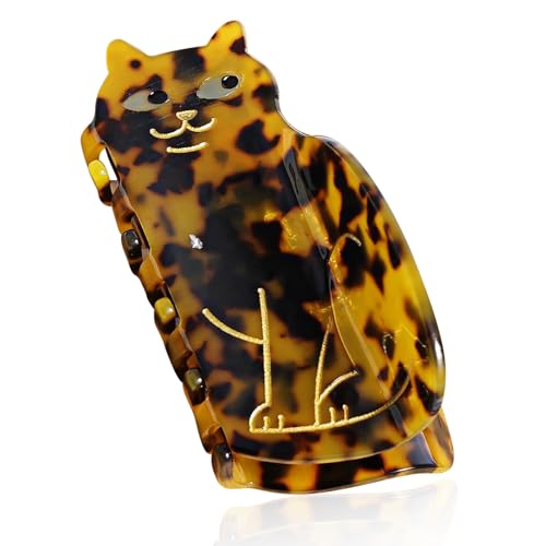 Amerzam CLAW CLIPS FOR THICK THIN HAIR Women Medium Hair Clips Tortoiseshell Claw Clips Celluloid Jaw Clips Leopard Print Hair Clamps Fashion Hair Accessories Strong Hold Cute Cat Shape Hair Claw Banana Clips cover