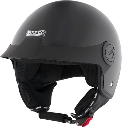 Sparco Riders 95144 Sparco Demi-Jet Helm mit Schirm für Motorräder, metallisch, mit ABS-Schale, Größe XL, SCHWARZ METALLIC