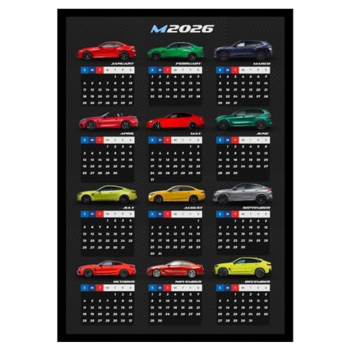 Image of Funk You Store BMV M Calender 2026 Poster | A3 Sized (42 x 29 cm) BMV Calendar 2026 Poster for Wall | M5, M4, M3 and more | Car Posters for Wall | New Year Calender for Car Guy (B 031)