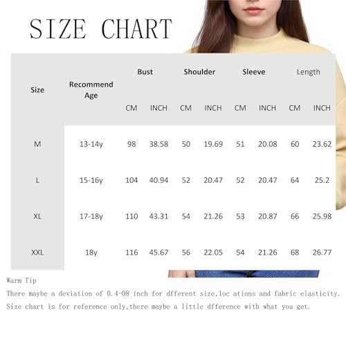 Girls's Classic Crewneck Pullover Sweatshirt Long Sleeve Soft Casual Relaxed Fit Solid Color Top4