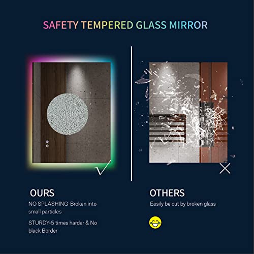 Okpal 60X28 Inch Rgb Led Bathroom Mirror With Light, Anti-Fog, Dimmable Rgb Backlit Light, Bathroom Vanity Mirror For Wall, Smart Touch, Memory Function, Tempered Glass #TOP6