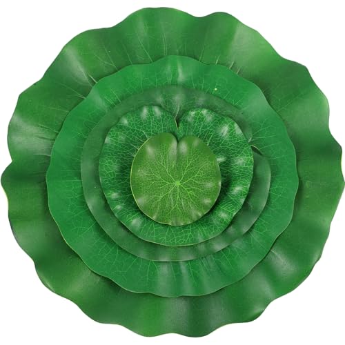 FONDOTIN Pads Artificial 5pcs Set Lotus-Leaf Decor Realistic Simulated Lotus for Pond and Garden