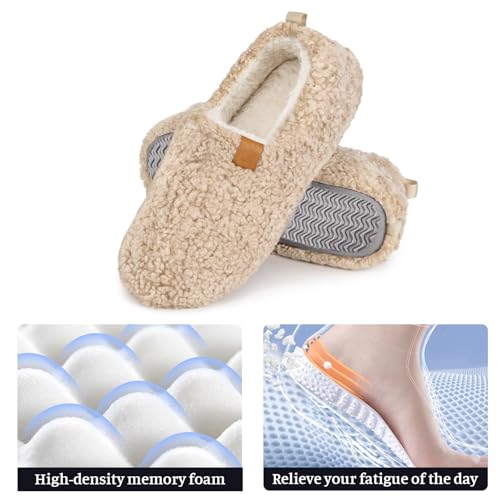 Fuzzy Slippers Women Furry Soft Curly Full Slippers Memory Foam Lightweight House Shoes Cozy Loafer with Polar Fleece Lining Fall Winter Cute Fluffy Bedroom Shoes Slip On Slipper4
