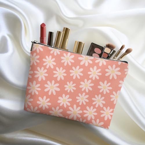 4pcs Vintage Floral Makeup Bag, Daisy Flower Cosmetic Bag Garden Gifts for Women Female Girls Sister BFF Nature Lover, Travel Zipper Pouch Christmas Thanksgiving Birthday Gifts4