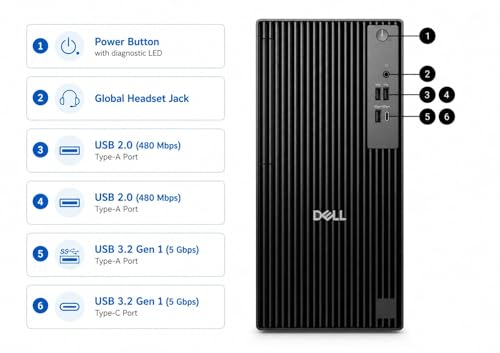Image of Dell Pro Tower QCT1250 2026 Business Desktop PC, Intel 14-Core Ultra 5 235 14-Core up to 5.0GHz, Copilot AI, 16GB DDR5 RAM, 512GB PCIe SSD, 4K Dual Monitor Support, Windows 11 Pro