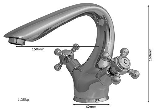 Retro Waschtisch Armatur Mit Kreuzgriff Gold - Nostalgie Badezimmer Armatur