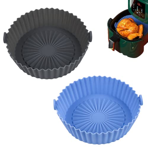 Air Fryer Silicone Pot,2 Stück Silikonform für Heißluftfritteuse,Airfryer Silikonform,Heißluftfritteuse Silikon Backblech,Heißluftfritteuse Backform,Wiederverwendbar Heißluftfritteuse Silikonform Cover